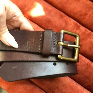 Ralph Lauren Men's Brown Leather Belt brass buckle 40